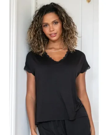 Sofa Loves Lace Hidden Support T-Shirt - Black