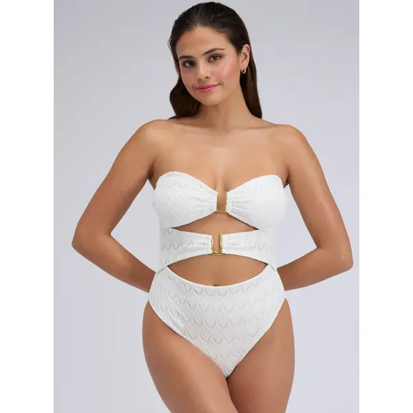 Adria textured bandeu swimsuit