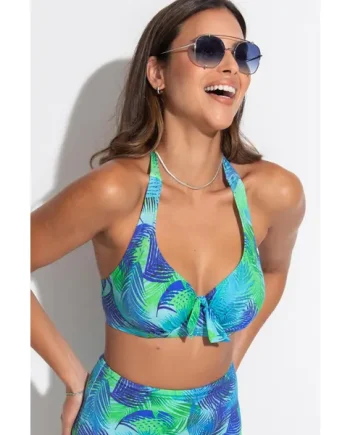 Aruba Non-Padded Underwired Halter Bikini Top - Aqua Palm