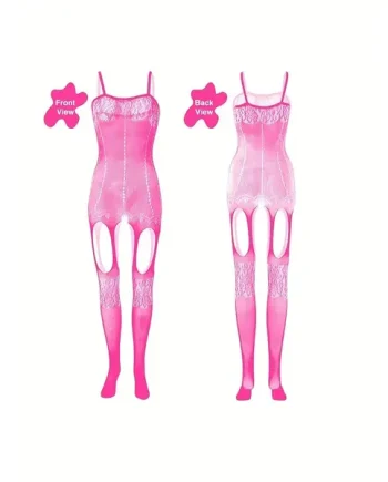 Pink Crotchless Fishnet Body Stocking PKBS1