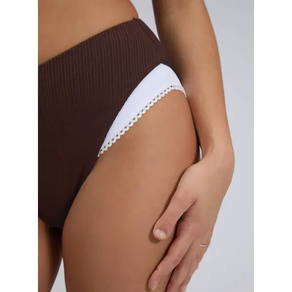 Rivoli picot high waist bikini bottoms