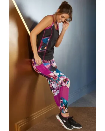 Energy Printed Mesh Panel Legging - Orchid Floral