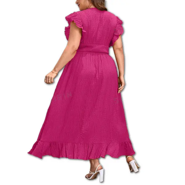 Ruffle Trim Wrap Hem Dress