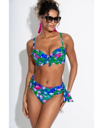 Getaway Foldover Tie Bikini Brief - Green Floral
