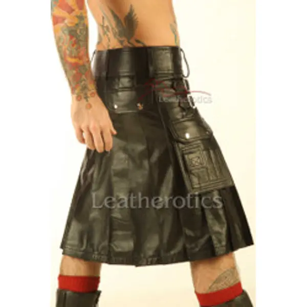 Soft Supple Leather Made Kilt Pleated KILT1