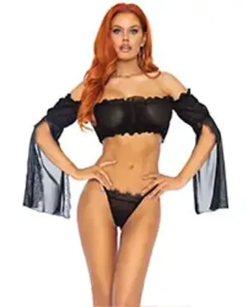 Leg Avenue Mesh Bandeau and GString UK 6 to 12