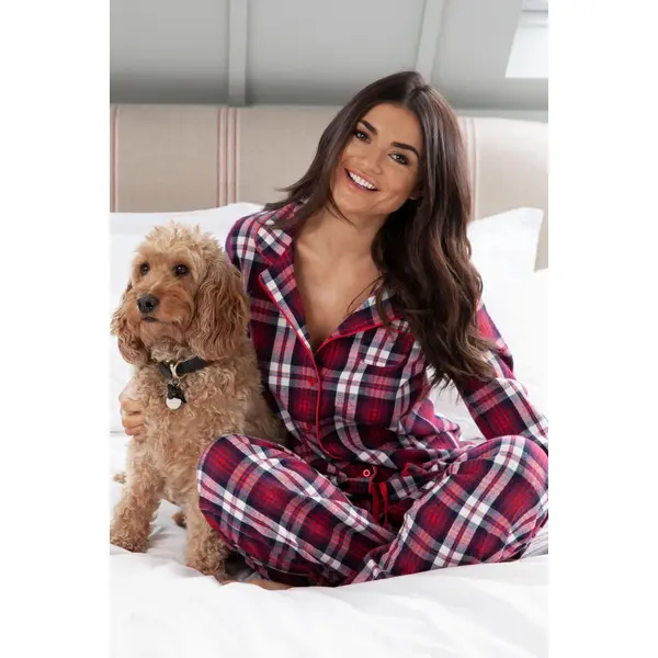 Cosy Check Brushed Cotton Pyjama Gift Set - Red/White/Navy