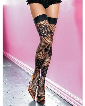 Leg Avenue Netted Roses Hold Ups 9225