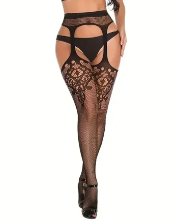 Black Fishnet Suspender Tights BKST1