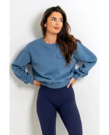 The Softest Off Duty Relaxed Pocket Sweatshirt - Light Blue