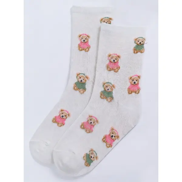 Fluffy teddy bear midi socks