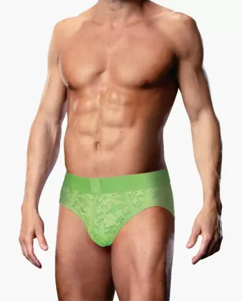 Neon Green Lace Open Back Brief
