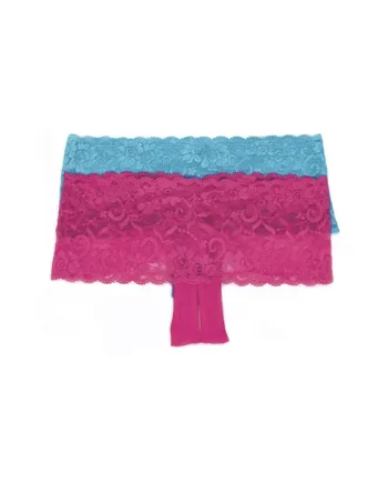 Shirley of Hollywood 59 Stretch Lace Boy Short Turquoise