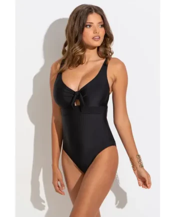 Underwired Bow Front Swimsuit - Black