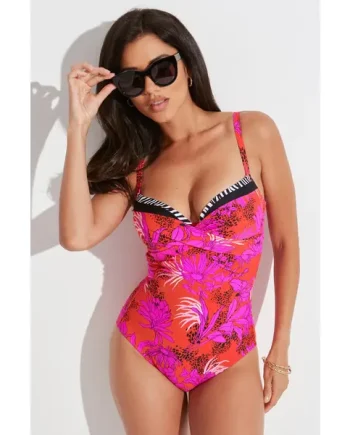 In The Mix Lightly Padded Underwired Swimsuit - Animal Mix