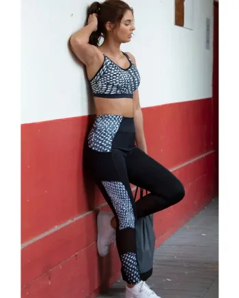 Energy Mesh Panel Sports Leggings - Black/Grey