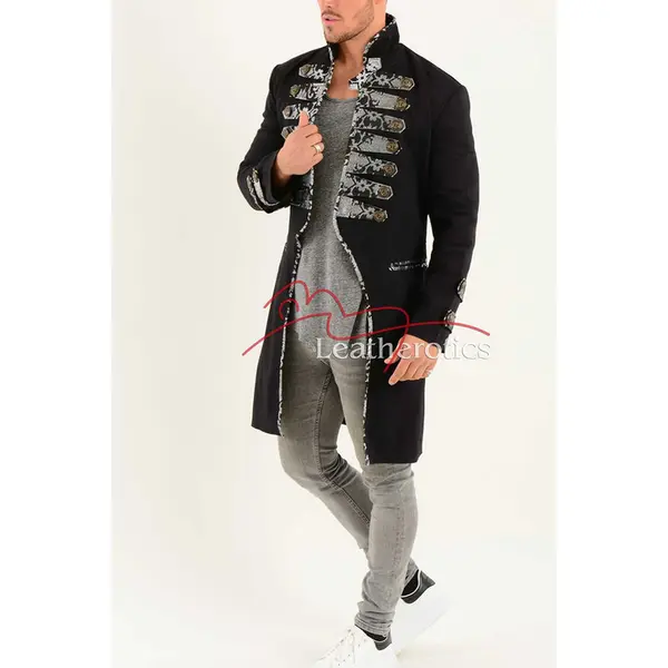 Men's Tailcoat Jacket Black Cotton Steampunk Top MTC5