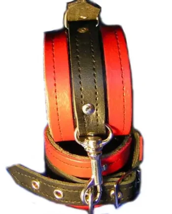 Wrist Cuffs Black and Red Leather