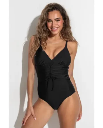 Maya Bay Adjustable Front Tummy Control Swimsuit - Black