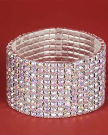Wide Rhinestone Elastic Bracelet