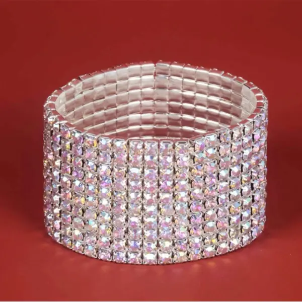 Wide Rhinestone Elastic Bracelet