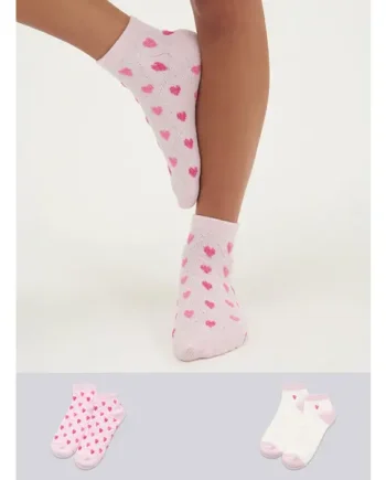 2 pack heart textured trainer socks