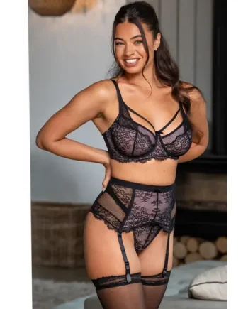 Dark Romance Deep Suspender - Black/Pink