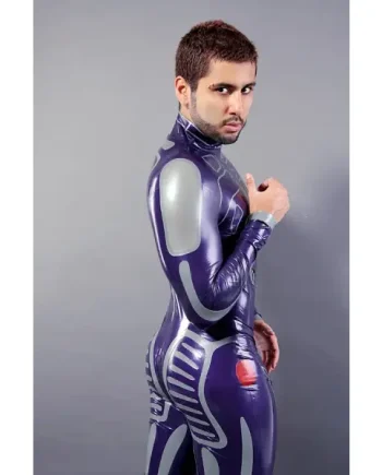 Latex Mens Eridanus Neck Entry Catsuit with Feet