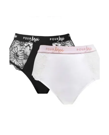 Logo High Leg Brief 2 Pack - Black/White