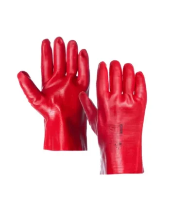 Red PVC Dip Open Cuff Gauntlet - 14" - Size 10 Large
