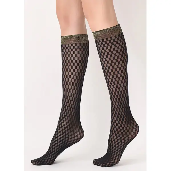 Oroblu Checked Lace Knee Highs