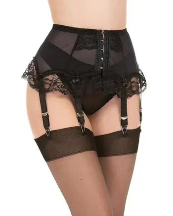 Sassy Zoe Power Net and Lace 6 Strap Suspender Belt