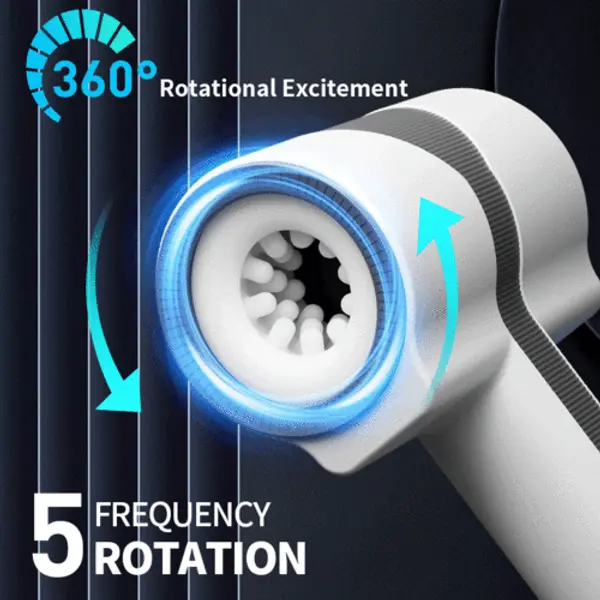 Handheld Blowjob Masturbator 7 Vibration 5 Rotation Expansion Dual-ended Vibrator Cup