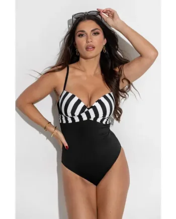 Free Spirit Underwired Lightly Padded Swimsuit - Black/White