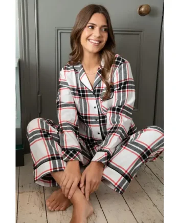 Cosy Check Pyjama Set - White/Black