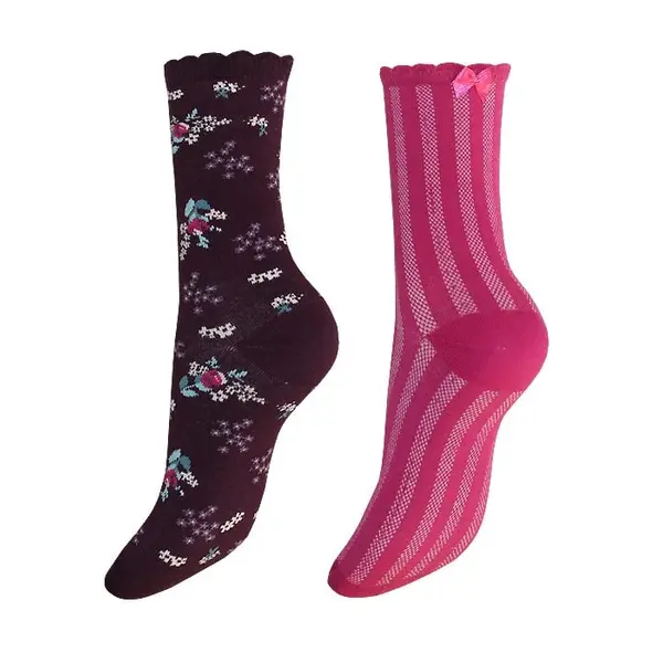 Charnos Cable and Floral Sock 2 Pair Pack