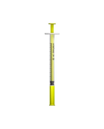 Unisharp 1ml 29 Gauge Fixed Needle Syringe: Yellow (12mm Needle)