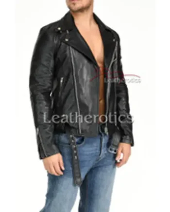 Men's Leather Jacket Classic Perforated