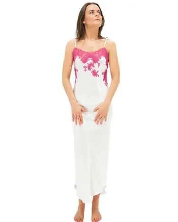 Marjolaine Silk and French Lace Nightgown Ivory