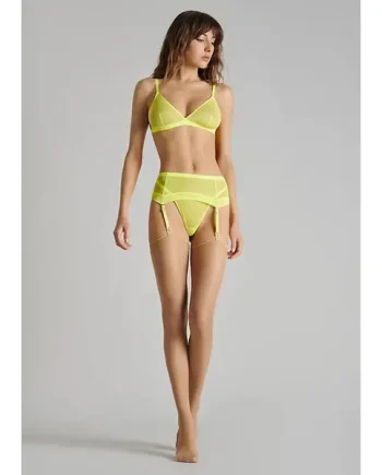 Maison Close Cut And Curled Nude Neon Yellow Backseamed Stockings