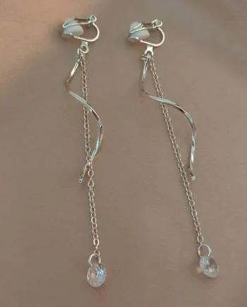 Chain Design Pendant Clip-on Earrings