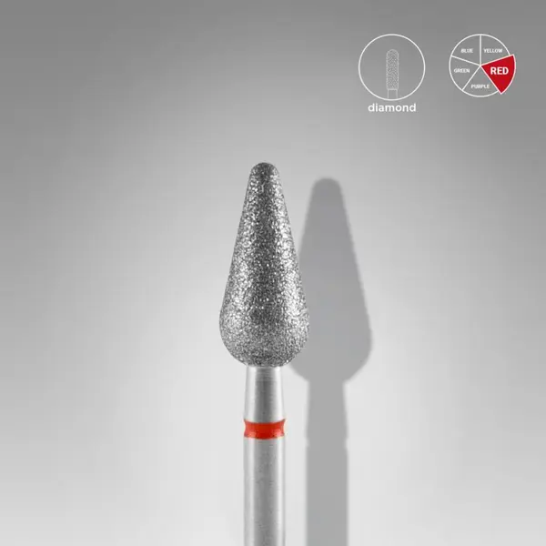 Staleks Diamond Nail Drill Bit ROUNDED PEAR RED