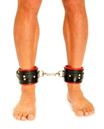 Fist Leather Ankle Cuffs • Black/Red