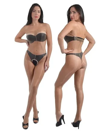 Pearl And Poseidon Desponia Crotchless Chest High Ultra Shine Tights