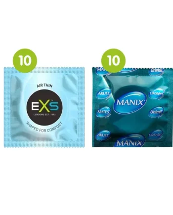 20 Mixed Condoms - 10 EXS Air Thin + 10 Mates/ Manix Original