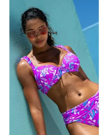 Ocean Breeze Underwired Non-Padded Bikini Top - Ultraviolet/White