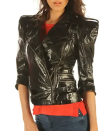 Ladies Leather Jacket Waist Length Top Trendy Detailed Zipper JC57