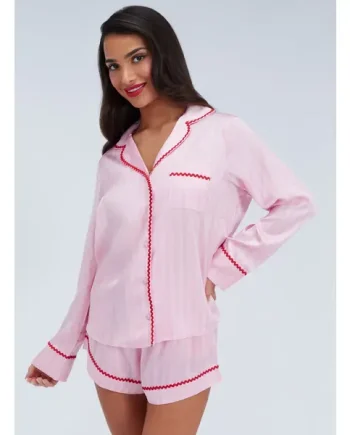Striped satin short pyjama set