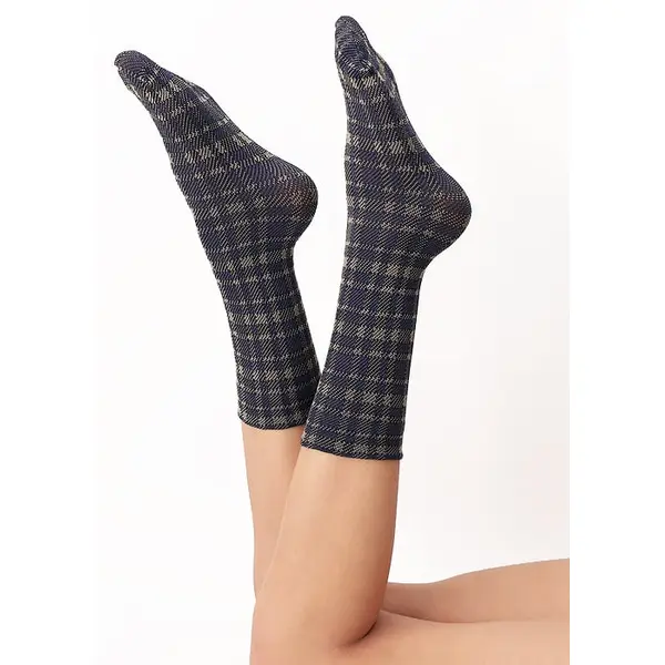 Oroblu Texture Tartan Ankle High