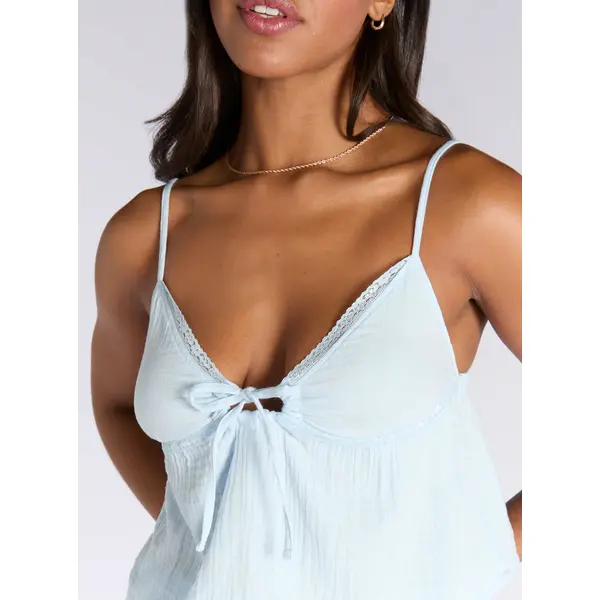 Lace trim cotton short pyjama set